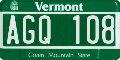 VT license plate AGQ108