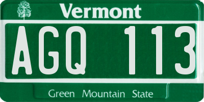VT license plate AGQ113