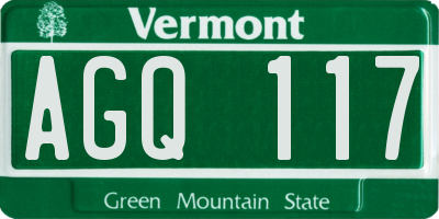 VT license plate AGQ117