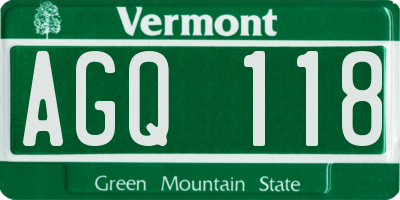 VT license plate AGQ118