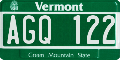 VT license plate AGQ122