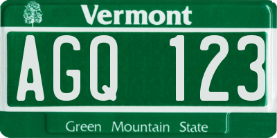 VT license plate AGQ123
