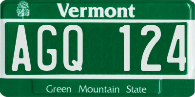 VT license plate AGQ124