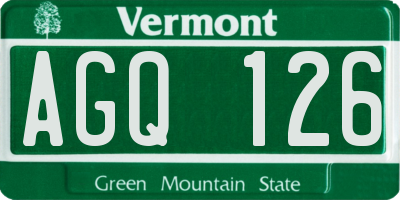 VT license plate AGQ126