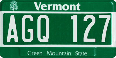 VT license plate AGQ127