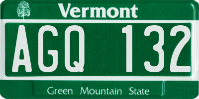 VT license plate AGQ132