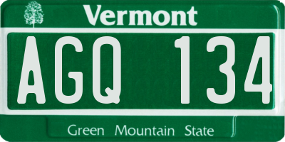 VT license plate AGQ134