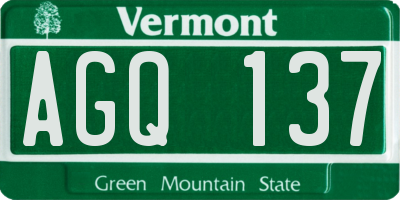 VT license plate AGQ137