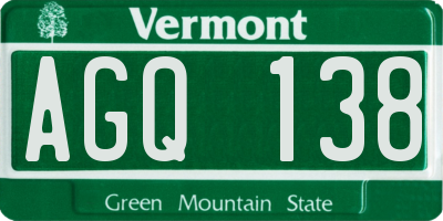 VT license plate AGQ138