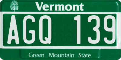 VT license plate AGQ139