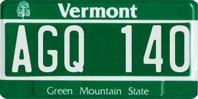 VT license plate AGQ140