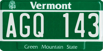 VT license plate AGQ143