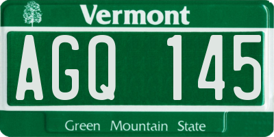 VT license plate AGQ145