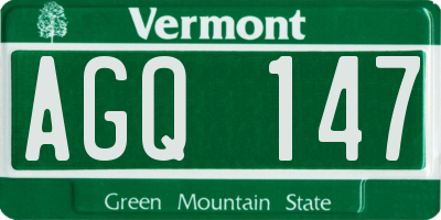 VT license plate AGQ147