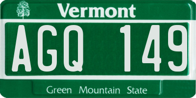VT license plate AGQ149