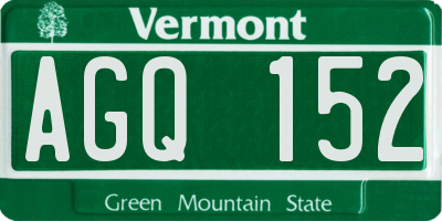 VT license plate AGQ152