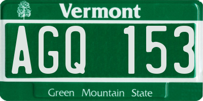 VT license plate AGQ153