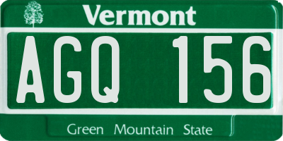 VT license plate AGQ156