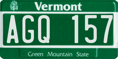 VT license plate AGQ157