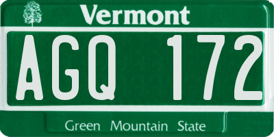 VT license plate AGQ172