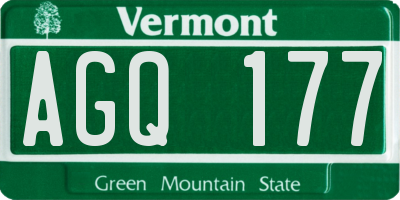 VT license plate AGQ177