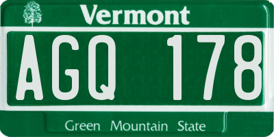 VT license plate AGQ178