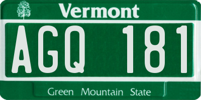 VT license plate AGQ181