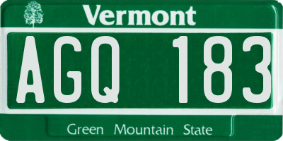 VT license plate AGQ183