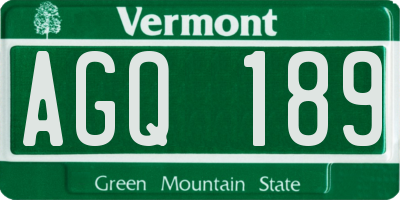 VT license plate AGQ189