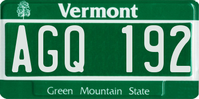 VT license plate AGQ192