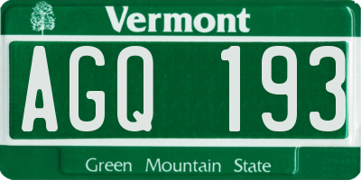 VT license plate AGQ193