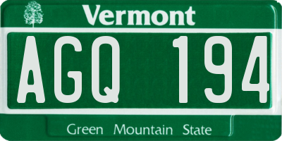 VT license plate AGQ194