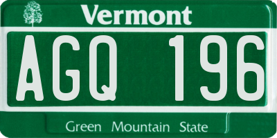 VT license plate AGQ196