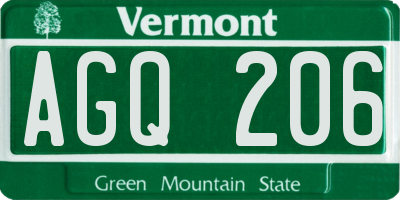 VT license plate AGQ206
