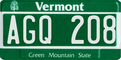 VT license plate AGQ208