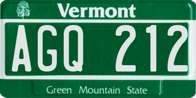 VT license plate AGQ212
