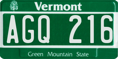 VT license plate AGQ216