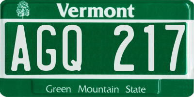 VT license plate AGQ217
