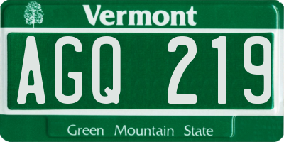 VT license plate AGQ219