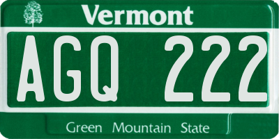VT license plate AGQ222