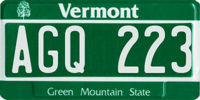VT license plate AGQ223