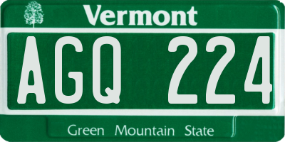 VT license plate AGQ224