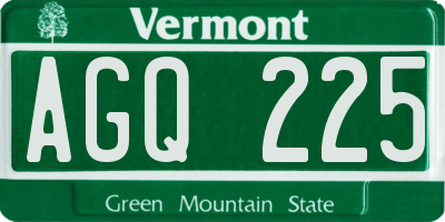 VT license plate AGQ225