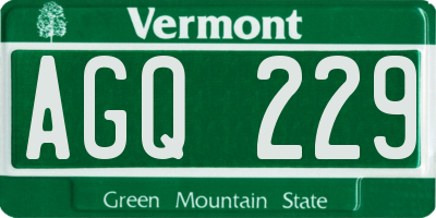 VT license plate AGQ229