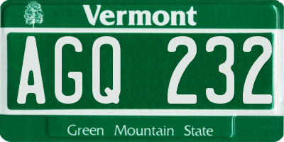 VT license plate AGQ232
