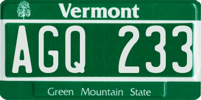 VT license plate AGQ233