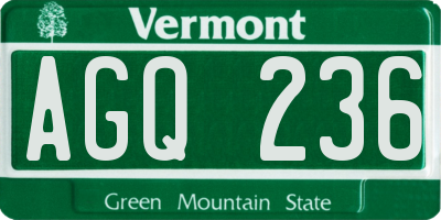 VT license plate AGQ236