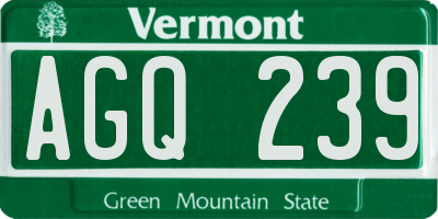 VT license plate AGQ239