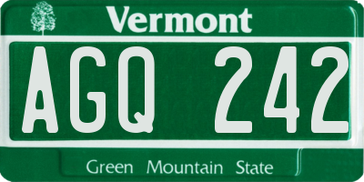 VT license plate AGQ242