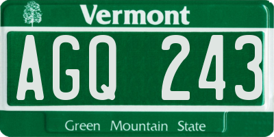 VT license plate AGQ243